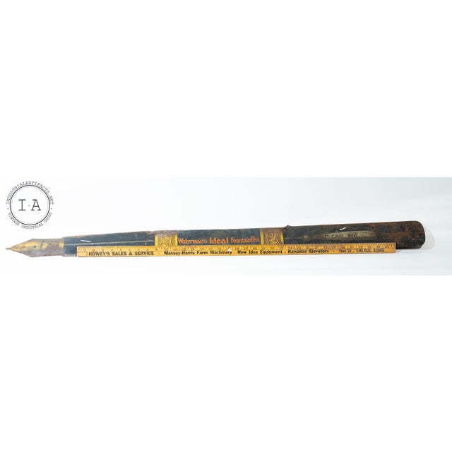 c. 1900s-1910s; Waterman's Ideal Fountain Pen - New York, NY Oversized tin trade sign in the form of a fountain pen. This...
