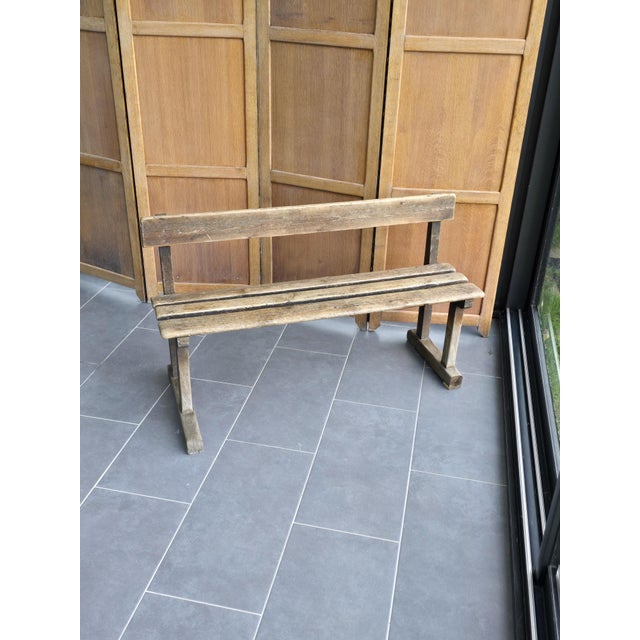 Antique Oak School Bench, 1920s For Sale - Image 9 of 13