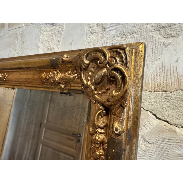 Antique German Gilded Wood and Stucco Rococo Revival Mirror with Original Mercury Glass, 1850 For Sale - Image 10 of 18