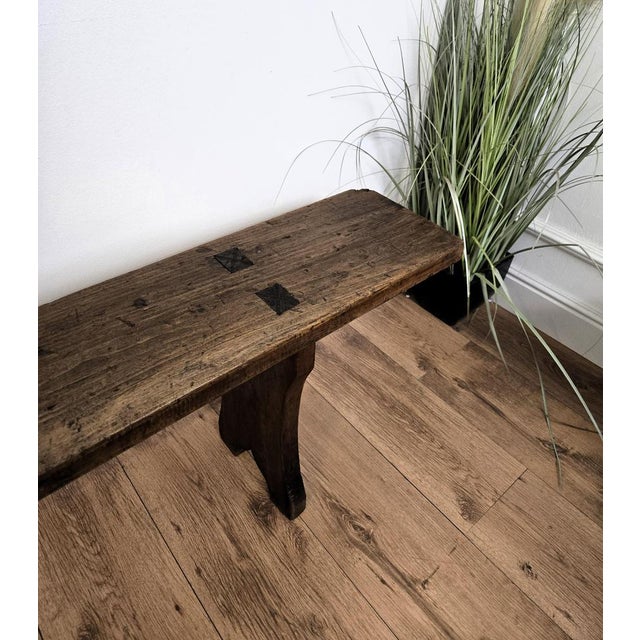 Antique Rustic Italian Wooden Bench, 1890s For Sale - Image 5 of 10