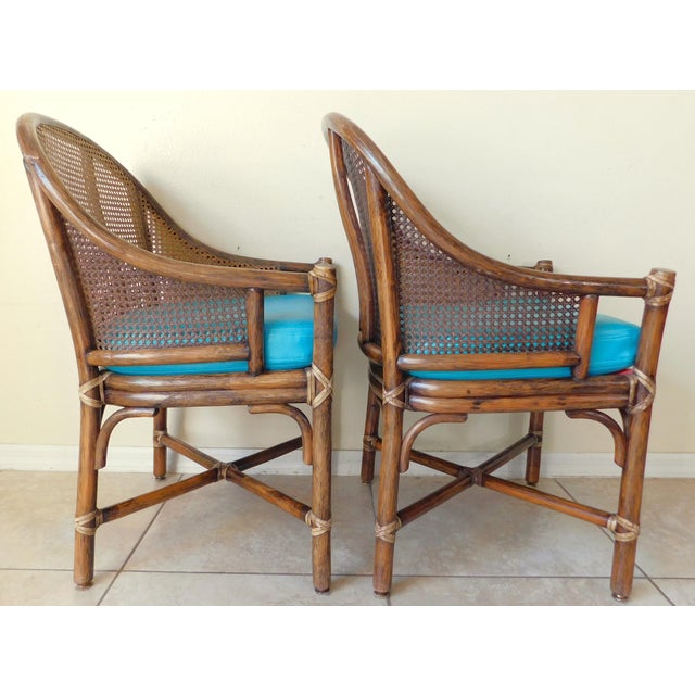 Pair McGuire Rattan and Cane Chairs For Sale - Image 9 of 14