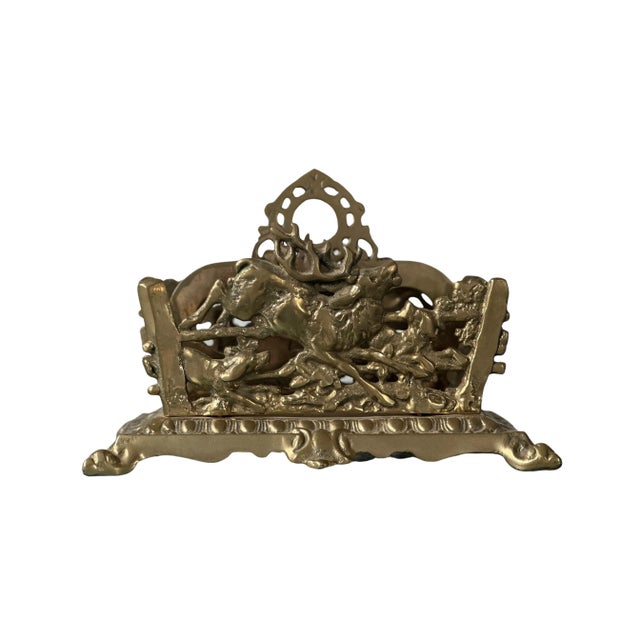 Hunting Scene of the Stag Clearing a Split Rail Fence, with Dogs in chase - make this Brass Colored Letter or Stationary...