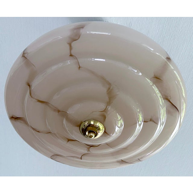 1930s Art Deco Pendant Light in Amber Marble Glass, 1930s For Sale - Image 5 of 18
