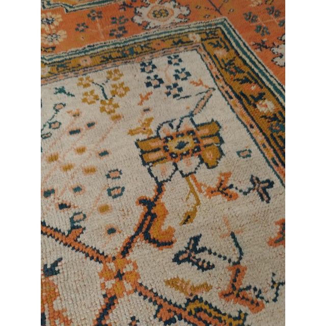 Turkish Antique Oushak Carpet, Oriental Rug, Handmade Ivory, Muted Orange, Soft Saffron For Sale - Image 3 of 18