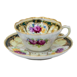 Hand Painted Victorian English Pink Floral Tea Cup Saucer Fine China 1930