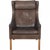 Børge Mogensen wing chair, model 2204, upholstered in original brown anilin leather with down cushions and legs of oak....