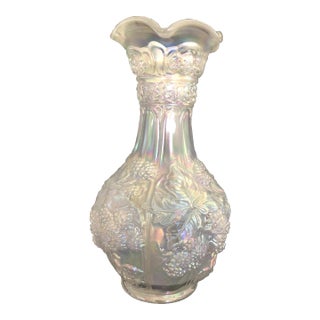 Vintage Imperial Iridescent Opal White Loganberry Flower Vase For Sale