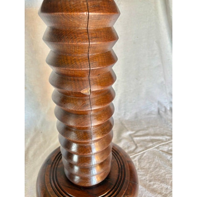 Brown 20th Century French Walnut Pedestal Side Table in the Style of Charles Dudouyt For Sale - Image 8 of 14