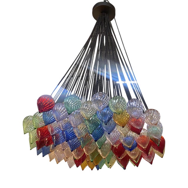 Multicolored Murano Style Glass Drops Chandelier by Simoeng For Sale