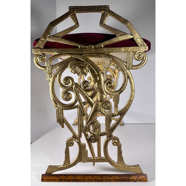 Art Deco Cast Iron Harlequin Figure Vanity Window Bench c.1920s For Sale - Image 14 of 16
