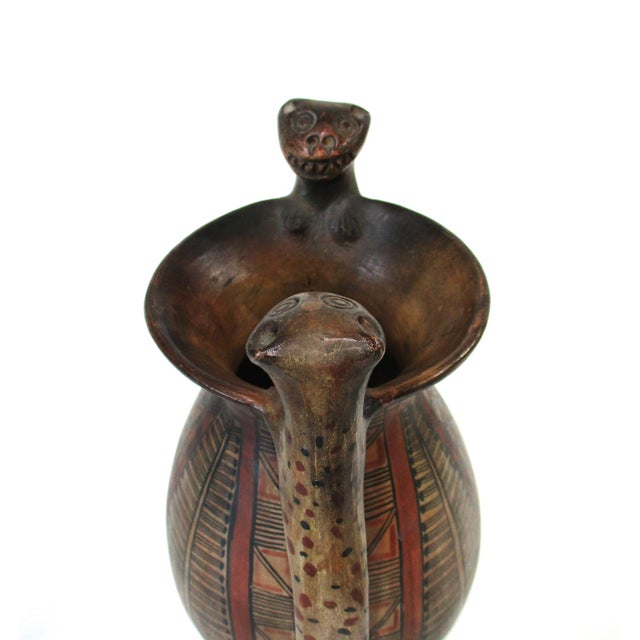 Brown Colombian Pottery Cat / Feline Vase For Sale - Image 8 of 13