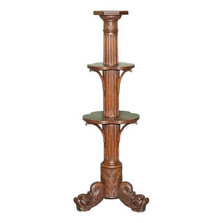 Antique Regency Carved Hardwood 3-Tier Jardinier with Dolphin Supports, 1820 For Sale