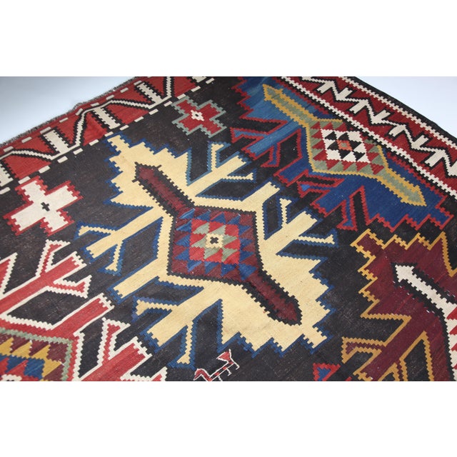 Antique Colorful Handwoven Caucasian Kuba Shirvan Kilim Rug - 6' 1'' X 10' 7'' For Sale - Image 10 of 14