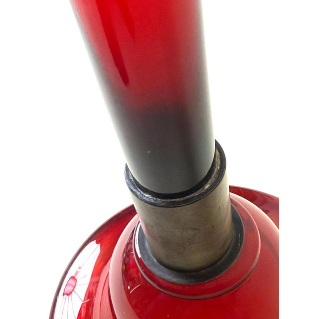 Metal Art Glass Murano Ruby Red Floor Vase, Italy, 1960s For Sale - Image 7 of 18