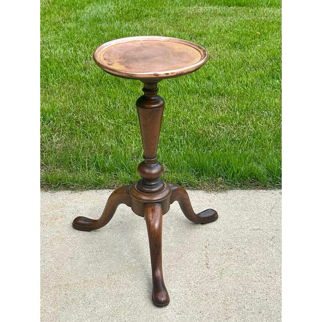 Kittinger/Colonial Williamsburg, Cw-149, Mahogany, Copper Top, Cabriole Legs, Turned Pedestal, Tea Kettle Stand/Plant Stand, Tripod, Mid 20th Century For Sale - Image 9 of 12
