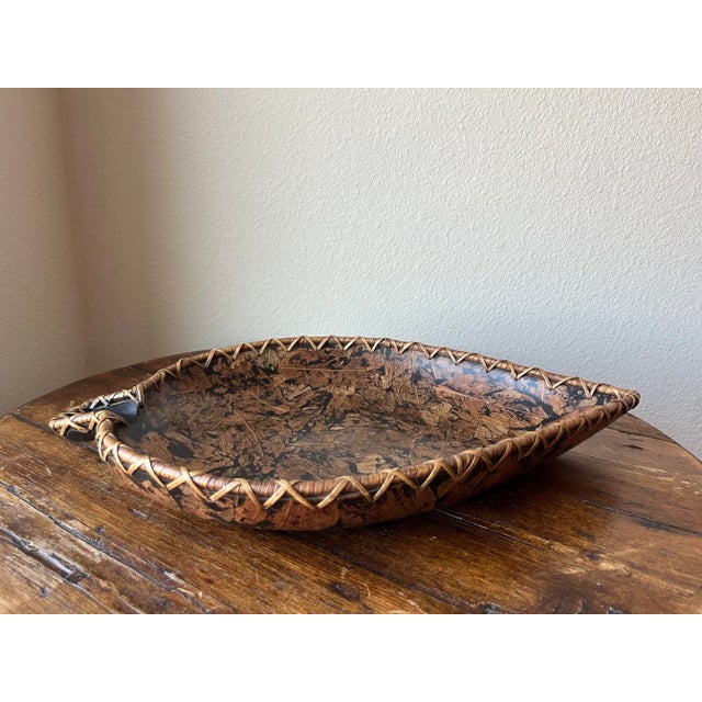Brown Vintage Palecek Leaf Shaped Wooden Bowl For Sale - Image 8 of 11