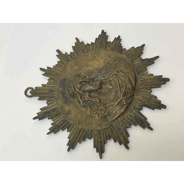 19th Century French Brass Religious Jesus Sunburst Icon For Sale - Image 6 of 11
