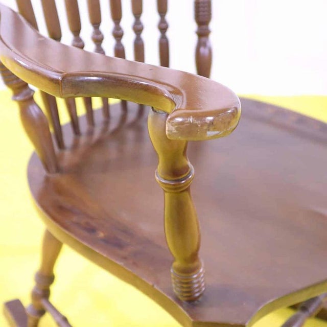 Wooden Rocking Chair with Turned Backrest Decoration For Sale - Image 6 of 10