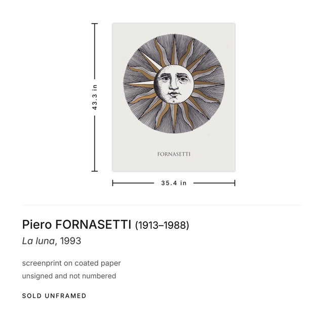 Contemporary 1993 Piero Fornasetti La Luna Screenprint For Sale - Image 3 of 3