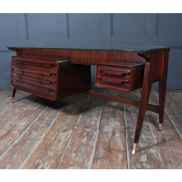 Brown Mid-Century Italian Desk in Macassar Ebony by Dassi, 1950 For Sale - Image 8 of 17