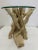 For your consideration: vintage Coastal driftwood side table. Glass top