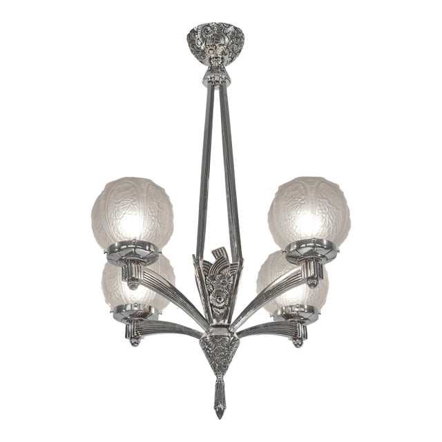 French Art Deco Chandelier by Louis Vandamme - 1930s France For Sale