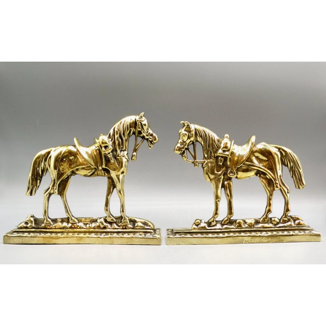 Circa 1890 English Gilt Brass Horses Mantel Decorations For Sale - Image 4 of 9