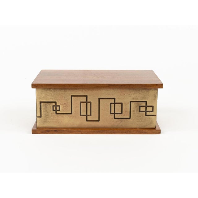 Rectangular Box in Brass and Wood, Italy, 1970s For Sale - Image 10 of 18