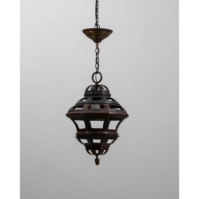 1900s French Copper Pendant Lantern With Openwork Dome Design For Sale - Image 4 of 18