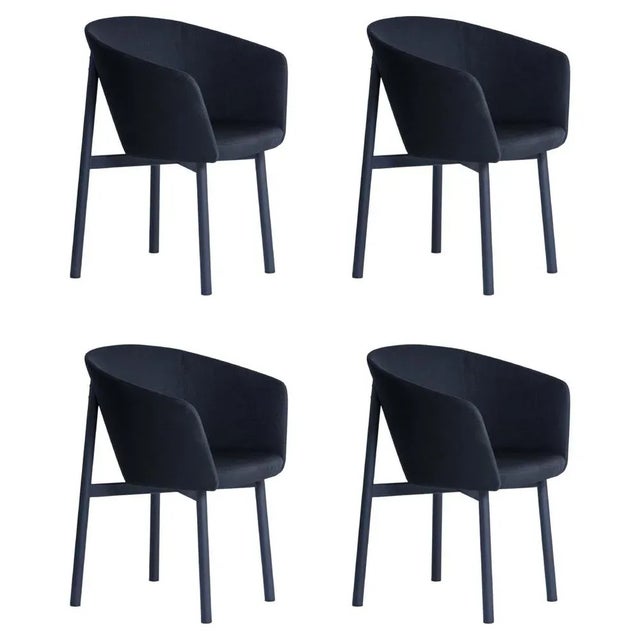 Black Residence Bridge Armchairs by Jean Couvreur for Kann Design, Set of 4 For Sale - Image 9 of 9