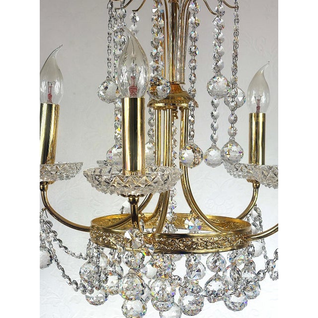 Brass and Lead Crystal Five-Light Chandelier from Schröder, 1970s For Sale - Image 9 of 12
