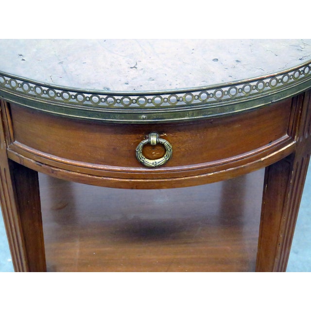 20th Century Regency Style Leather Top Bouillotte Table For Sale - Image 4 of 13