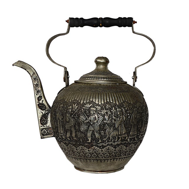 Large Copper Tea Pot with Engraving, 1940s For Sale - Image 13 of 16