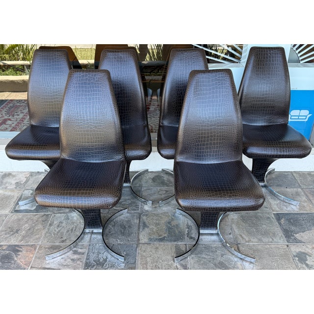 2010s Cattelan Italia Betty Embossed Crocodile Dining Room Chairs, Set of Six For Sale - Image 5 of 14