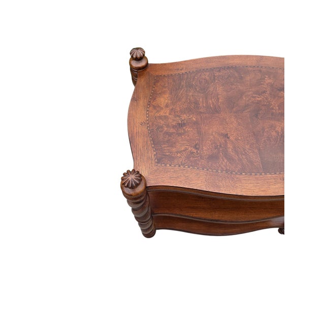 Brown 1990s Thomasville British Gentry End Table Burlwood Top End Table 3 Tier Barley Twist For Sale - Image 8 of 11