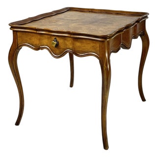 Vintage Baker Furniture French Provincial Louis XV Burl Wood Side Table For Sale