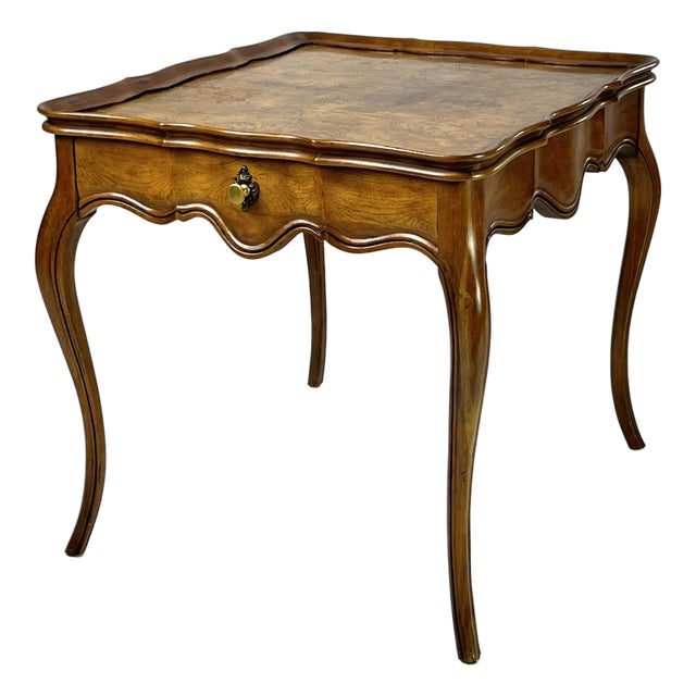 Vintage Baker Furniture French Provincial Louis XV Burl Wood Side Table For Sale