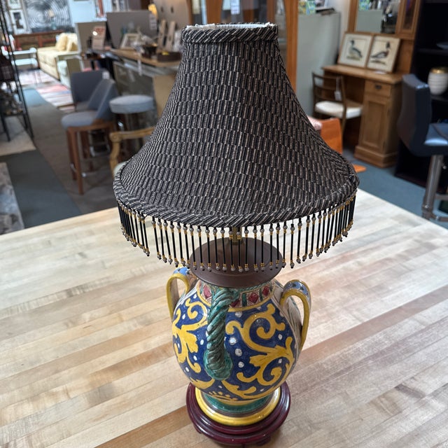 Design Plus Gallery presents the Majolica Pottery Table Lamp from Italy. The lamp was designed with yellow and ochre...