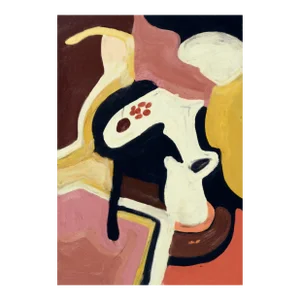 1960's Pink & Yellow Figurative Abstract by Les Anderson