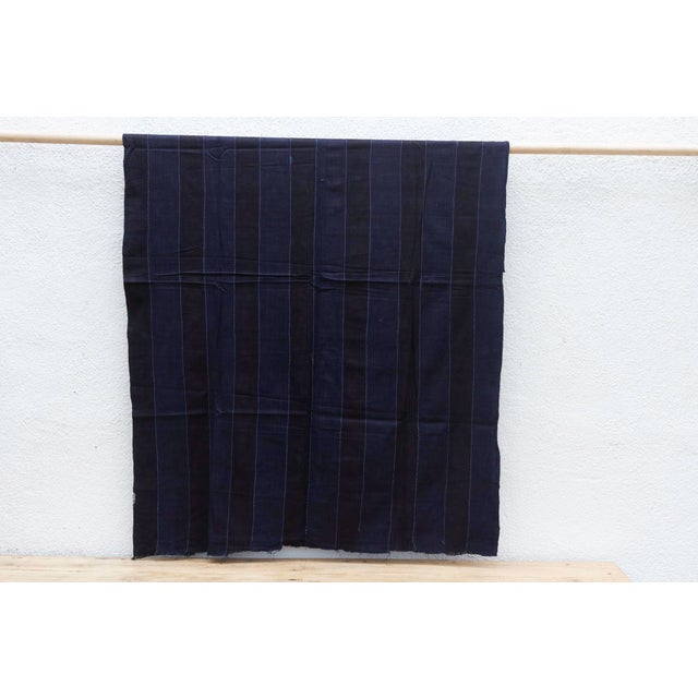 African Boho Blue Indigo Mud Cloth For Sale - Image 3 of 5