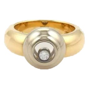 Chopard Happy Diamond Ring 18k Two Tone Gold Round Top Band Size 6 For Sale