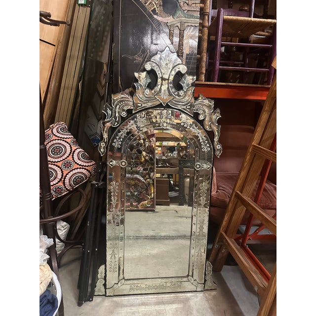 Large Vintage Venetian Etched Wall Mirror For Sale - Image 10 of 10