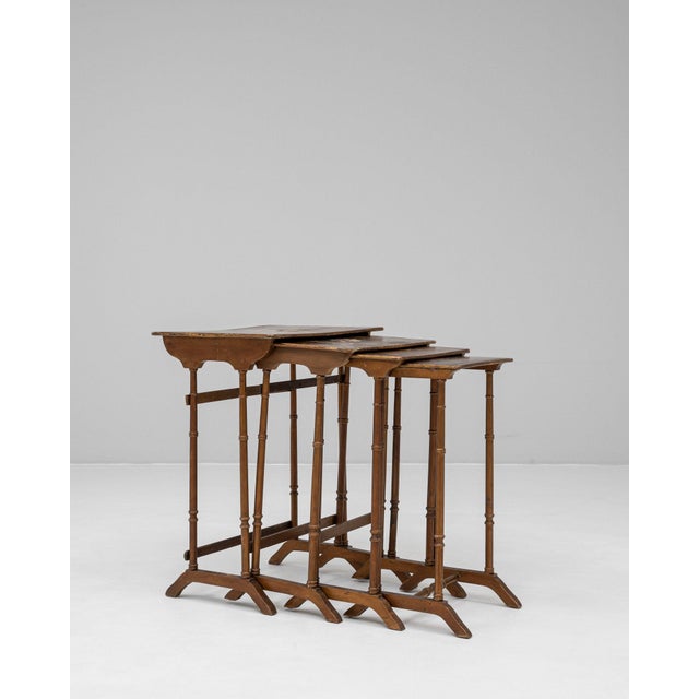 19th Century France Brown Bamboo Nesting Table For Sale - Image 9 of 11