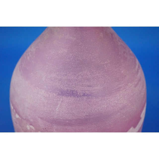 20th Century Blown Pink Glass Vase Bottle Worked with Acid from the Cenedese Glassworks, Italy, 1950s For Sale - Image 14 of 18