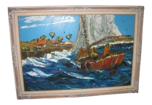 1960s Vintage Bill Dickey Seascape Marine Oil Painting