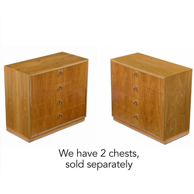 Brown John Stuart 1970s 3 Drawer Hickory Bachelor's Chest With Chrome Pulls For Sale - Image 8 of 14