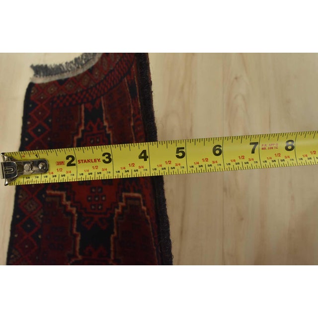 Textile Turkmen Runner 1’9” X 4’11” Blue Wool Tribal Hand-Knotted Oriental Rug For Sale - Image 7 of 9