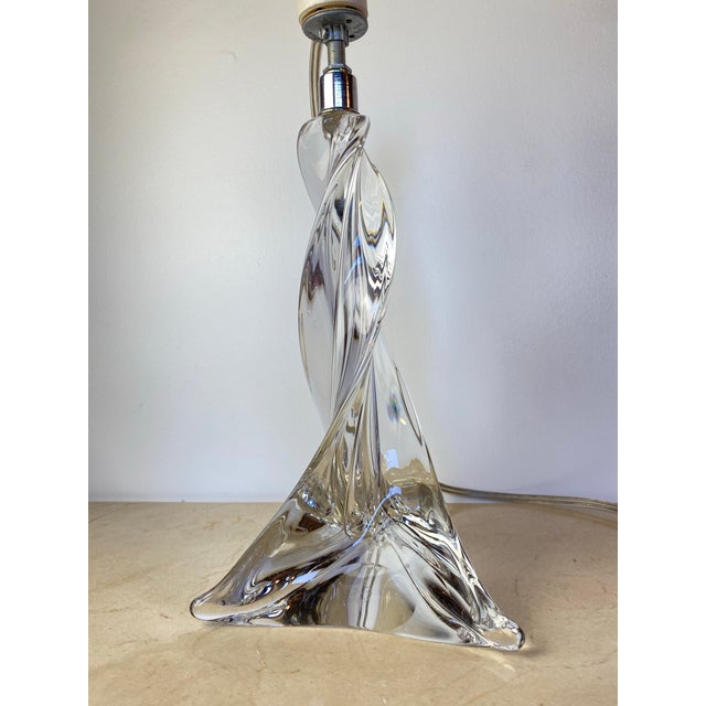 Glass Maison Saint Louis France Twisted Crystal Table Lamp, Signed French Mid-Century Modern Lighting For Sale - Image 7 of 12