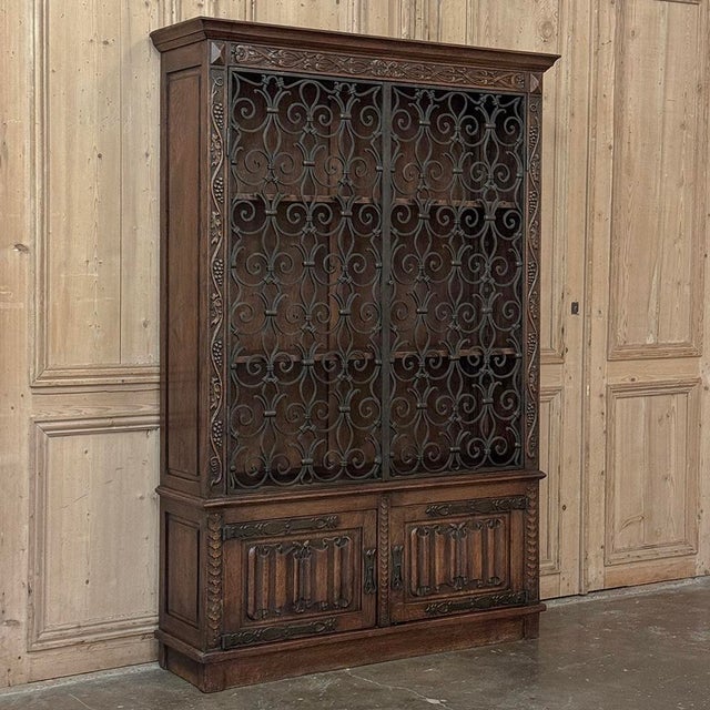 Gothic Antique French Gothic & Wrought Iron Bookcase ~ Bibliotheque From Toulouse For Sale - Image 3 of 18