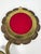 Vintage Brass Floral Hand Mirror With Red Glass Cabochons, Art Nouveau Style For Sale - Image 13 of 13